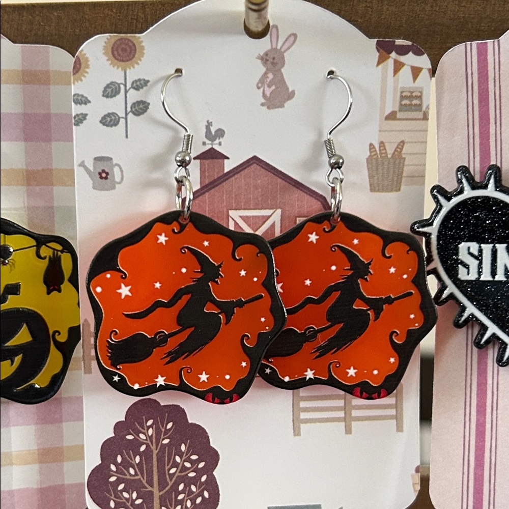 Witch Design Halloween Earrings